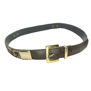 Avignon | Women | Mixed Media Metal Leather Calf Hair Leopard Print Belt | Large